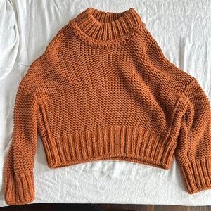 Free People Chunky Knit Orange Sweater